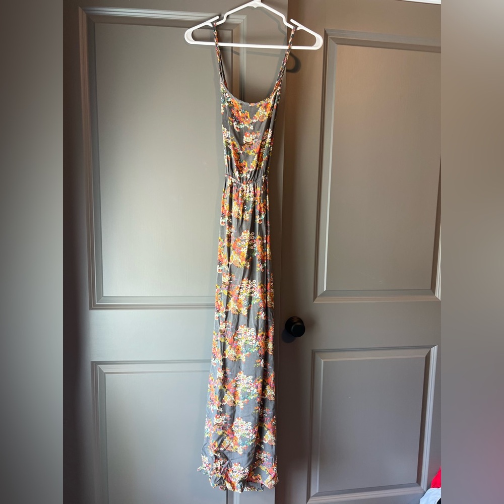 Tulle Orange Pleated Tiered Maxi Sundress